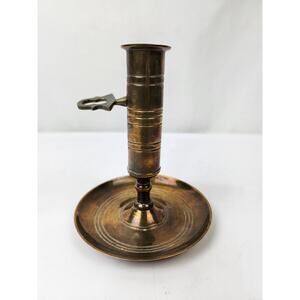 Brass Candlestick Holder Turnkey (Raises Base of Candle) Round Drip Tray, 6"